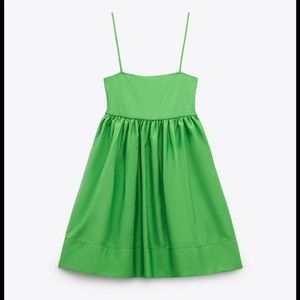 ZARA Contrasting Voluminous Dress - Green